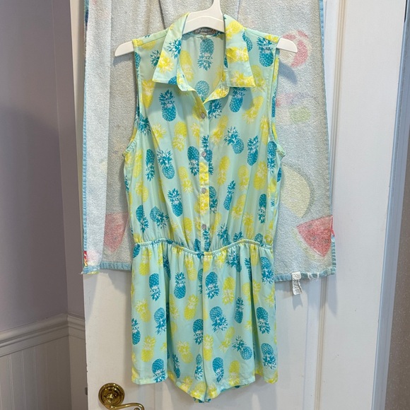 freebird Pants - Freebird Blue and Yellow Pineapple Print Romper